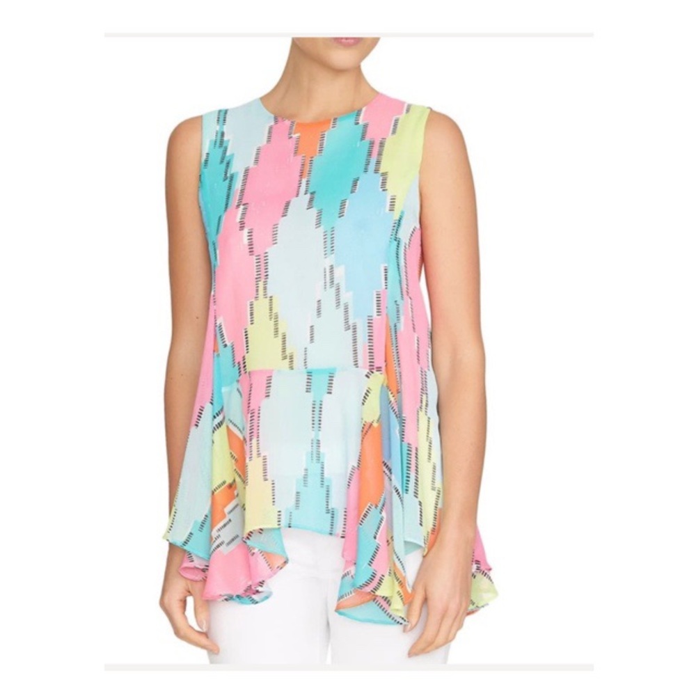 Cece Diamond Block Print Top